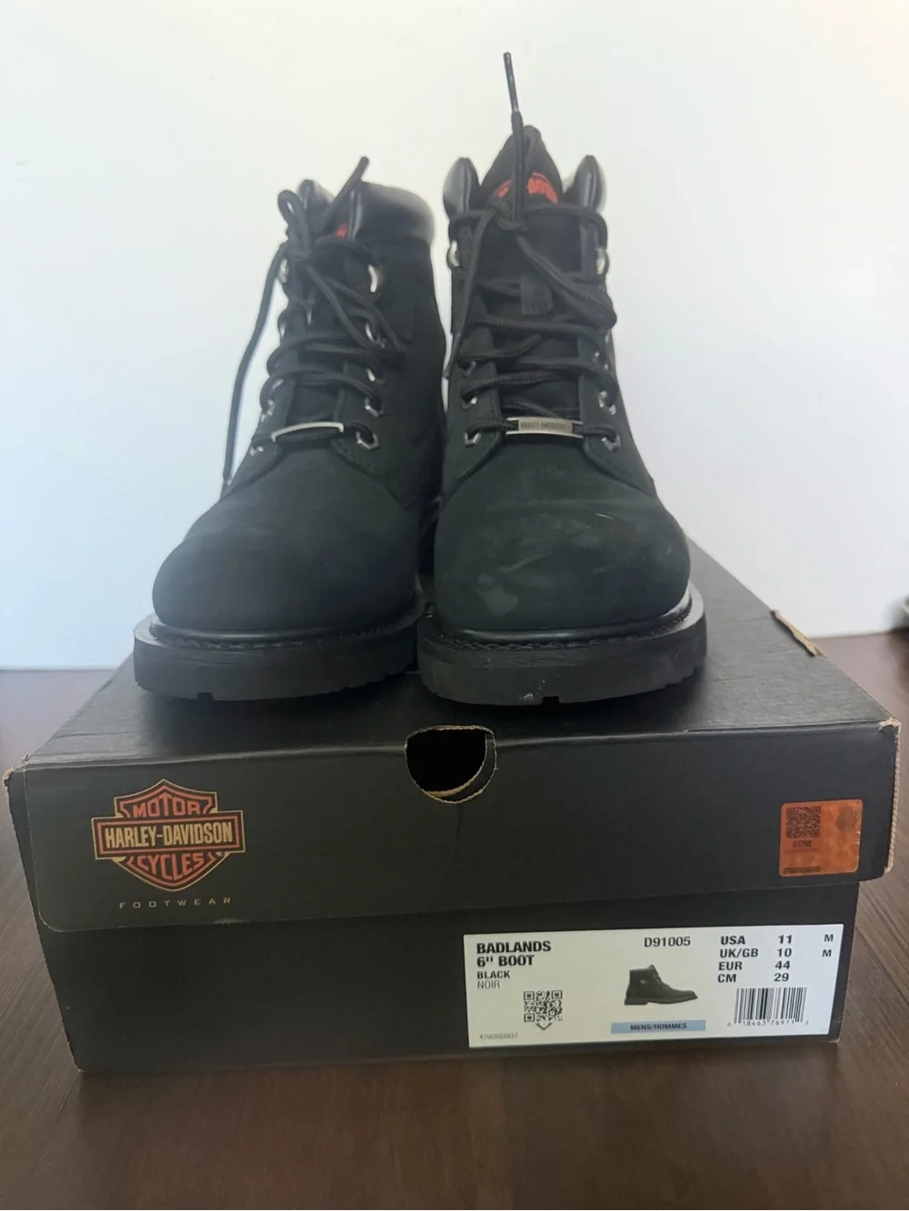 Harley-Davidson Men's Black Lace-Up Ankle Boots Size 11
